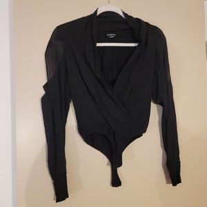 Bebe Women's Black Long Sleeve Bodysuit